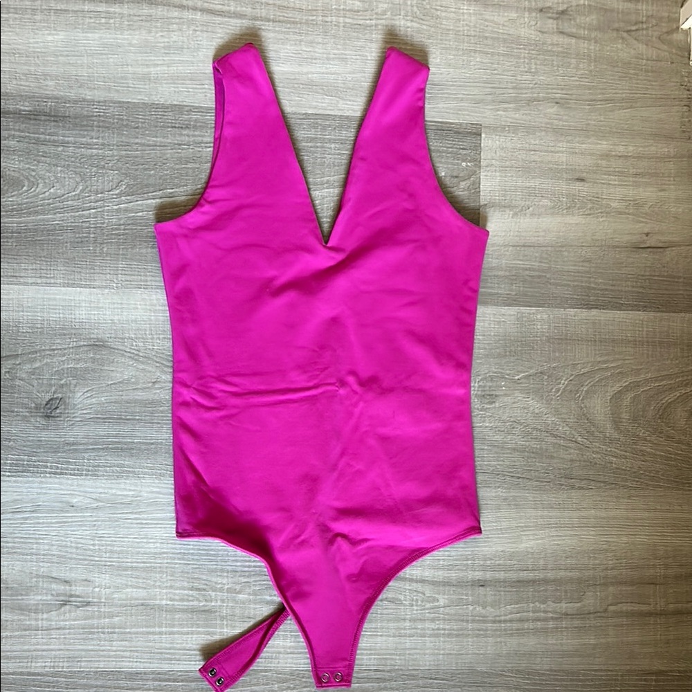 Abercrombie Hot Pink V Neck Bodysuit
